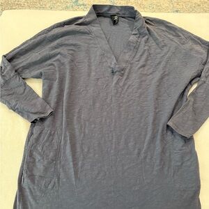 Bobi Los Angeles Blue Long Sleeve V Neck Dress Size Large E42